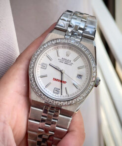 Đồng hồ Rolex fake 11 Land – Dweller nam cọc số dạ quang đính đá 41mm