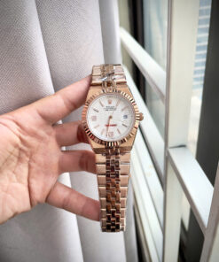 Đồng hồ Rolex fake cao cấp Land – Dweller nam rose gold mặt tổ ong 41mm