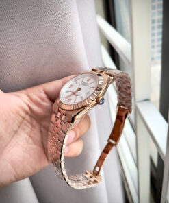 Đồng hồ Rolex fake cao cấp Land – Dweller nam rose gold mặt tổ ong 41mm