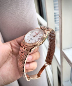 Đồng hồ Rolex fake cao cấp Land – Dweller nam rose gold mặt tổ ong 41mm
