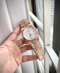 Đồng hồ Rolex fake cao cấp Land – Dweller nam rose gold mặt tổ ong 41mm