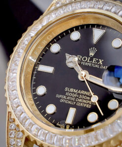 Đồng hồ Rolex nam Submariner đính đá vàng gold dây cao su fake cao cấp 40mm