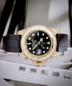 Đồng hồ Rolex nam Submariner đính đá vàng gold dây cao su fake cao cấp 40mm