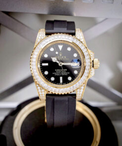 Đồng hồ Rolex nam Submariner đính đá vàng gold dây cao su fake cao cấp 40mm