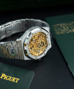 Đồng hồ Audemars Piguet Royal Oak Openworked 15407 Rep 11 mặt màu vàng lộ cơ nhà máy THB 41mm (2)