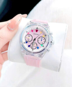 Đồng hồ Guess Eco Friendly nữ màu hông dây cao su like auth 39mm