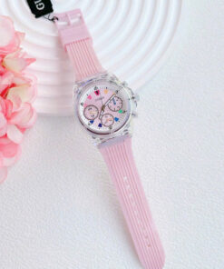 Đồng hồ Guess Eco Friendly nữ màu hông dây cao su like auth 39mm