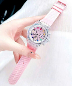 Đồng hồ Guess Eco Friendly nữ màu hông dây cao su like auth 39mm