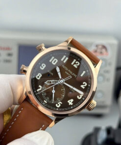 Đồng hồ Patek Philippe Replica 11 Calatrava Pilot Travel Time 5524R mặt chocolate 42mm (6)