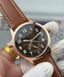 Đồng hồ Patek Philippe Replica 11 Calatrava Pilot Travel Time 5524R mặt chocolate 42mm (6)