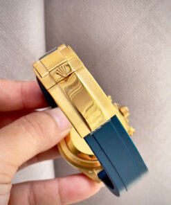Đồng hồ Rolex Daytona Cosmograph vàng gold dây cao su xanh fake 11 40mm