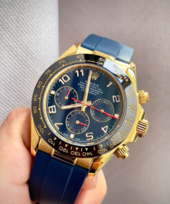 Đồng hồ Rolex Daytona Cosmograph vàng gold dây cao su xanh fake 11 40mm