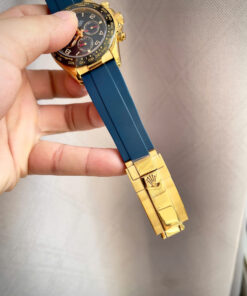Đồng hồ Rolex Daytona Cosmograph vàng gold dây cao su xanh fake 11 40mm