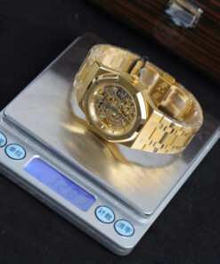 Đồng Hồ Audemars Piguet Rep 11 Royal Oak Jumbo Extra-thin Openworked 16204 mạ vàng mặt lộ cơ xưởng ZF 39mm (2)