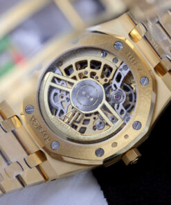 Đồng Hồ Audemars Piguet Rep 11 Royal Oak Jumbo Extra-thin Openworked 16204 mạ vàng mặt lộ cơ xưởng ZF 39mm (2)
