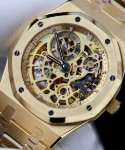 Đồng Hồ Audemars Piguet Rep 11 Royal Oak Jumbo Extra-thin Openworked 16204 mạ vàng mặt lộ cơ xưởng ZF 39mm (2)