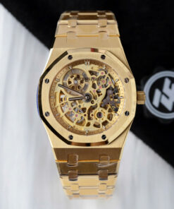 Đồng Hồ Audemars Piguet Rep 11 Royal Oak Jumbo Extra-thin Openworked 16204 mạ vàng mặt lộ cơ xưởng ZF 39mm (2)