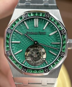 Đồng Hồ Audemars Piguet Replica 11 Royal Oak Selfwinding Flying Tourbillon 26730BC mặt xanh lá cây baguette 41mm (2)
