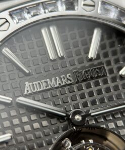 Đồng hồ Audemars Piguet Rep 11 Oak Selfwinding Flying Tourbillon 26730BC mặt xám đính đá baguette 41mm (2)