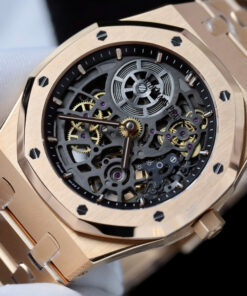 Đồng hồ Audemars Piguet Replica 11 Royal Oak Jumbo Extra-thin Openworked 16204 mạ vàng hồng mặt lộ cơ xưởng ZF 39mm (2)
