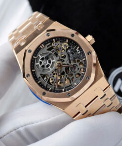 Đồng hồ Audemars Piguet Replica 11 Royal Oak Jumbo Extra-thin Openworked 16204 mạ vàng hồng mặt lộ cơ xưởng ZF 39mm (2)