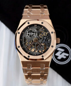 Đồng hồ Audemars Piguet Replica 11 Royal Oak Jumbo Extra-thin Openworked 16204 mạ vàng hồng mặt lộ cơ xưởng ZF 39mm (2)