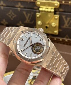 Đồng hồ Audemars Piguet Replica 11 Royal Oak Selfwinding Flying Tourbillon 26730OR mặt xám dây kim loại 41mm (2)