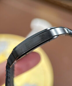 Đồng hồ Cartier Santos Replica 11 màu đen mặt lộ cơ dây da nhà máy MLF 39 (7)