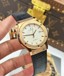 Đồng hồ Hublot nam Replica 1 1 Classic Fusion King Gold mặt trắng máy cơ Thụy Sỹ xưởng JJZ 42mm (2)
