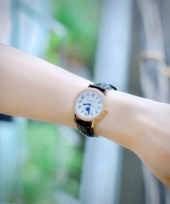 Đồng hồ Jaeger LeCoultre nữ màu vàng hồng đính đá dây da đen like auth 33mm