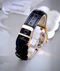 Đồng hồ Jaeger LeCoultre nữ màu vàng hồng đính đá dây da đen like auth 33mm