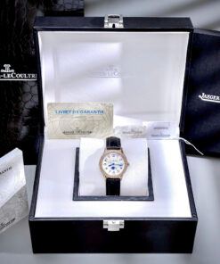 Đồng hồ Jaeger LeCoultre nữ màu vàng hồng đính đá dây da đen like auth 33mm