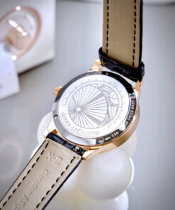 Đồng hồ Jaeger LeCoultre nữ màu vàng hồng đính đá dây da đen like auth 33mm