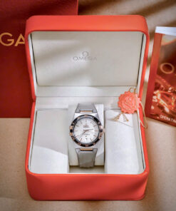 Đồng hồ Omega Constellation nam demi vàng dây cao su xám fake cao cấp 41mm