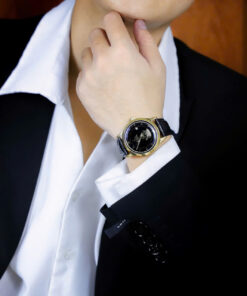 Đồng hồ Omega thuyền buồm vàng gold mặt đen máy cơ nhật giá rẻ 40mm