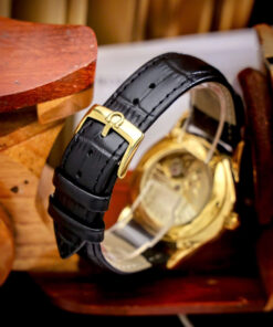 Đồng hồ Omega thuyền buồm vàng gold mặt đen máy cơ nhật giá rẻ 40mm