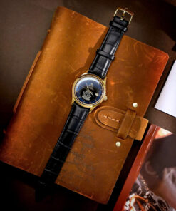 Đồng hồ Omega thuyền buồm vàng gold mặt đen máy cơ nhật giá rẻ 40mm