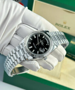 Đồng hồ Rolex Day-Date Replica 11 mặt đen cọc số đá nặng 186 gram nhà máy QF 40mm (2)