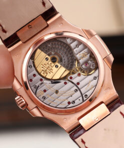 Đồng hồ nam Patek Philippe Nautilus 5724R Chế Tác bọc vàng thật + đính kim cương moissanite nhà máy GR 40mm (2)