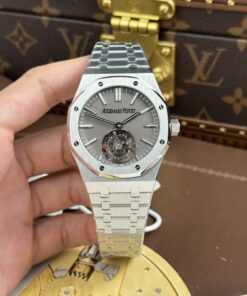 Đồng hồ nam Rep 11 Audemars Piguet Royal Oak Sellfwinding Flying Tourbillon 26530TI mặt xám dây kim loại 41mm (2)