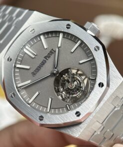 Đồng hồ nam Rep 11 Audemars Piguet Royal Oak Sellfwinding Flying Tourbillon 26530TI mặt xám dây kim loại 41mm (2)