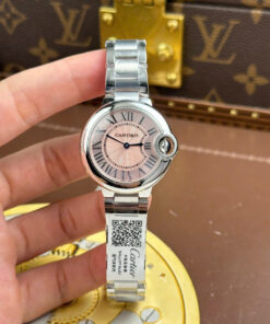 Đồng hồ nữ Cartier Ballon Bleu Rep 11 mặt hồng dây kim loại nhà máy AF 33mm (2)