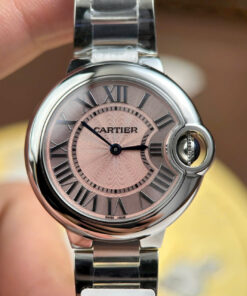 Đồng hồ nữ Cartier Ballon Bleu Rep 11 mặt hồng dây kim loại nhà máy AF 33mm (2)
