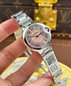 Đồng hồ nữ Cartier Ballon Bleu Rep 11 mặt hồng dây kim loại nhà máy AF 33mm (2)