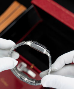 Đồng hồ nữ Cartier Santos Replica 11 mặt trắng xanh dương dây kim loại nhà máy BV 35 (2)