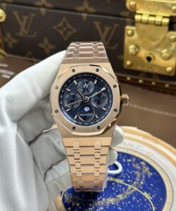 Đồng Hồ Audemars Piguet Rep 11 Royal Oak Perpetual Calendar 26574OR mặt xanh dương vỏ mạ vàng hồng 41mm (2)