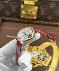 Đồng Hồ Cartier Ballon Bleu WJBB0033 Replica 11 nữ mạ vàng hồng viền đính đá xưởng AF 33mm (2)