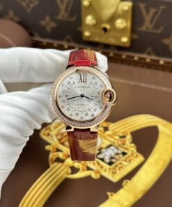 Đồng Hồ Cartier Ballon Bleu WJBB0033 Replica 11 nữ mạ vàng hồng viền đính đá xưởng AF 33mm (2)
