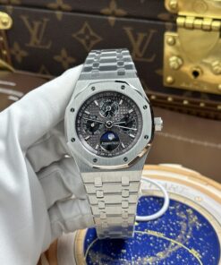 Đồng hồ Audemars Piguet Rep 11 Royal Oak Perpetual Calendar 26574ST mặt xám dây kim loại 41mm (2)