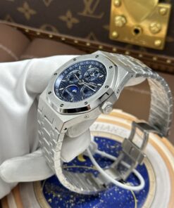 Đồng hồ Audemars Piguet Rep cao cấp Royal Oak Perpetual Calendar 26574ST mặt xanh dương dây kim loại 41mm (13)